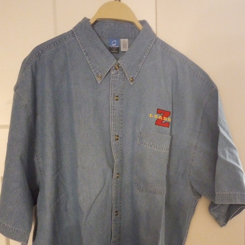 Port and Company Denim Blue Button-Down Shirt